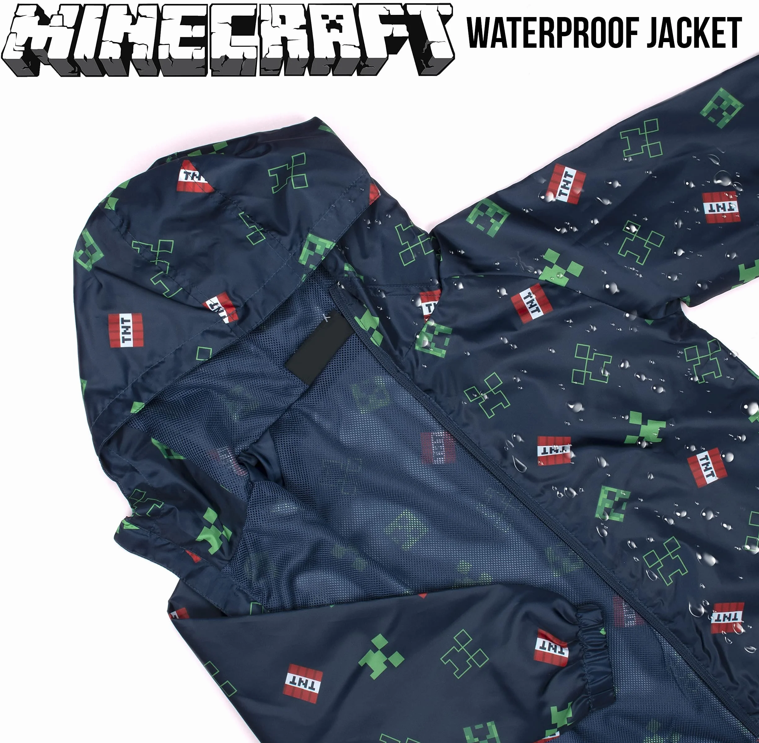 MINECRAFT WATERPROOF JACKET with Hood
