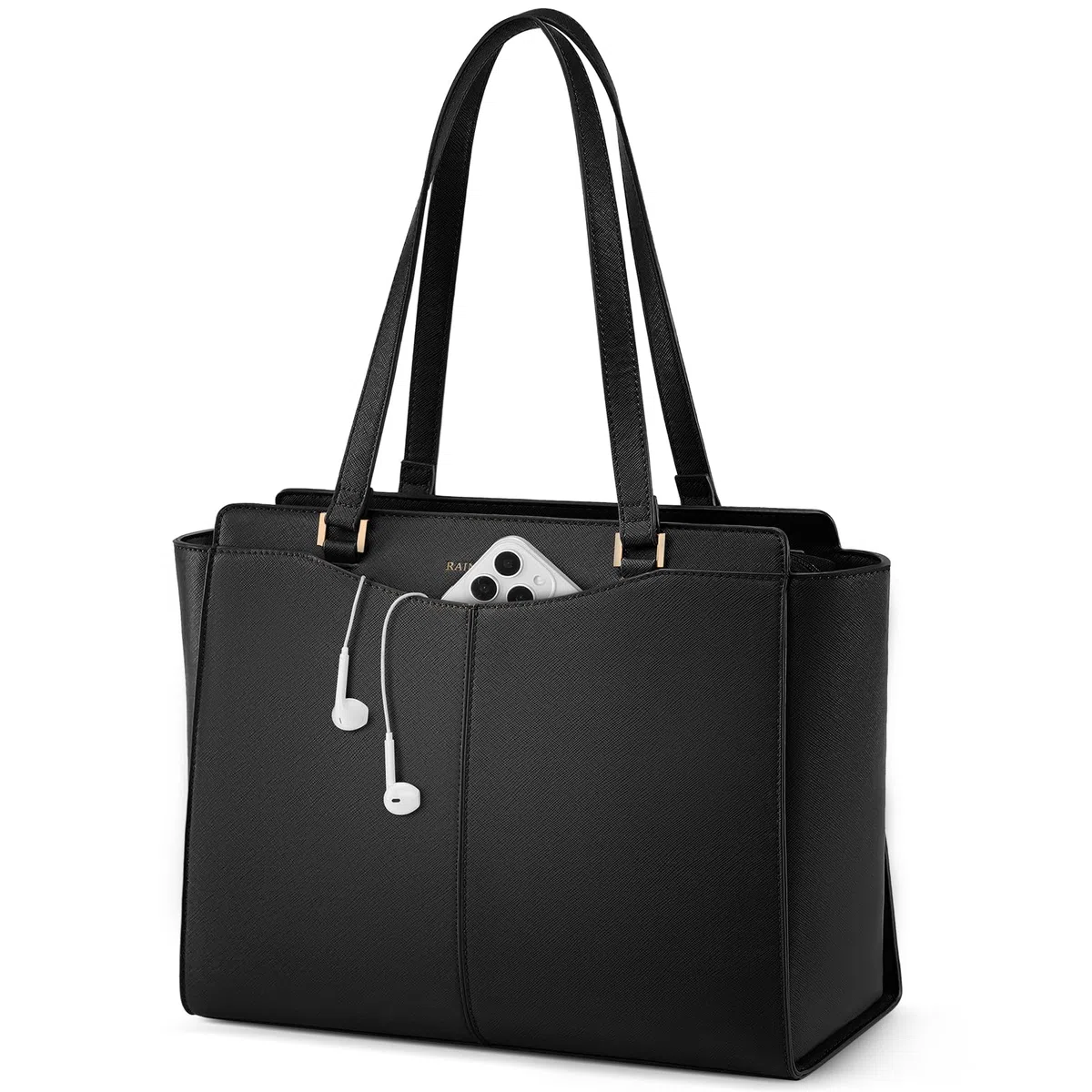 RAINSMORE Borsa Donna Grande Borsa Università Impermeabile Shopper Tote Pelle PU Borse da Lavoro con 14 Pollici Laptop Borse a Tracolla con Tasca Interna Cerniera Shopping Viaggi Scuola Ufficio