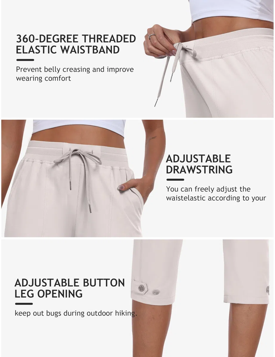 MoFiz Pantaloni Cargo Capri da Donna Estivi Pantaloni a 3/4 Trekking Sportivo Pantalone Leggero con Tasche
