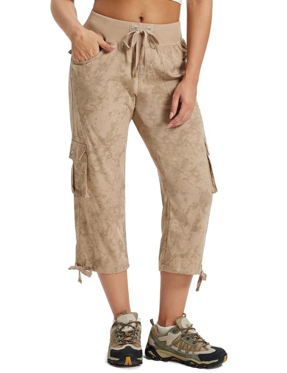 JINSHI Pantaloni Donna Estivi Cargo Pantalone Capri 3/4 Lungo Estivo Sportivo Leggero Lavoro Pant con Tasche