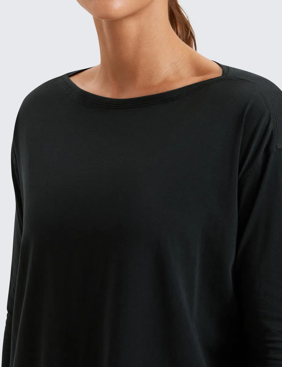 CRZ YOGA Donna Pima Cotone Casual Maniche Lunghe T-Shirt Loose Fit Sport Abbigliamento