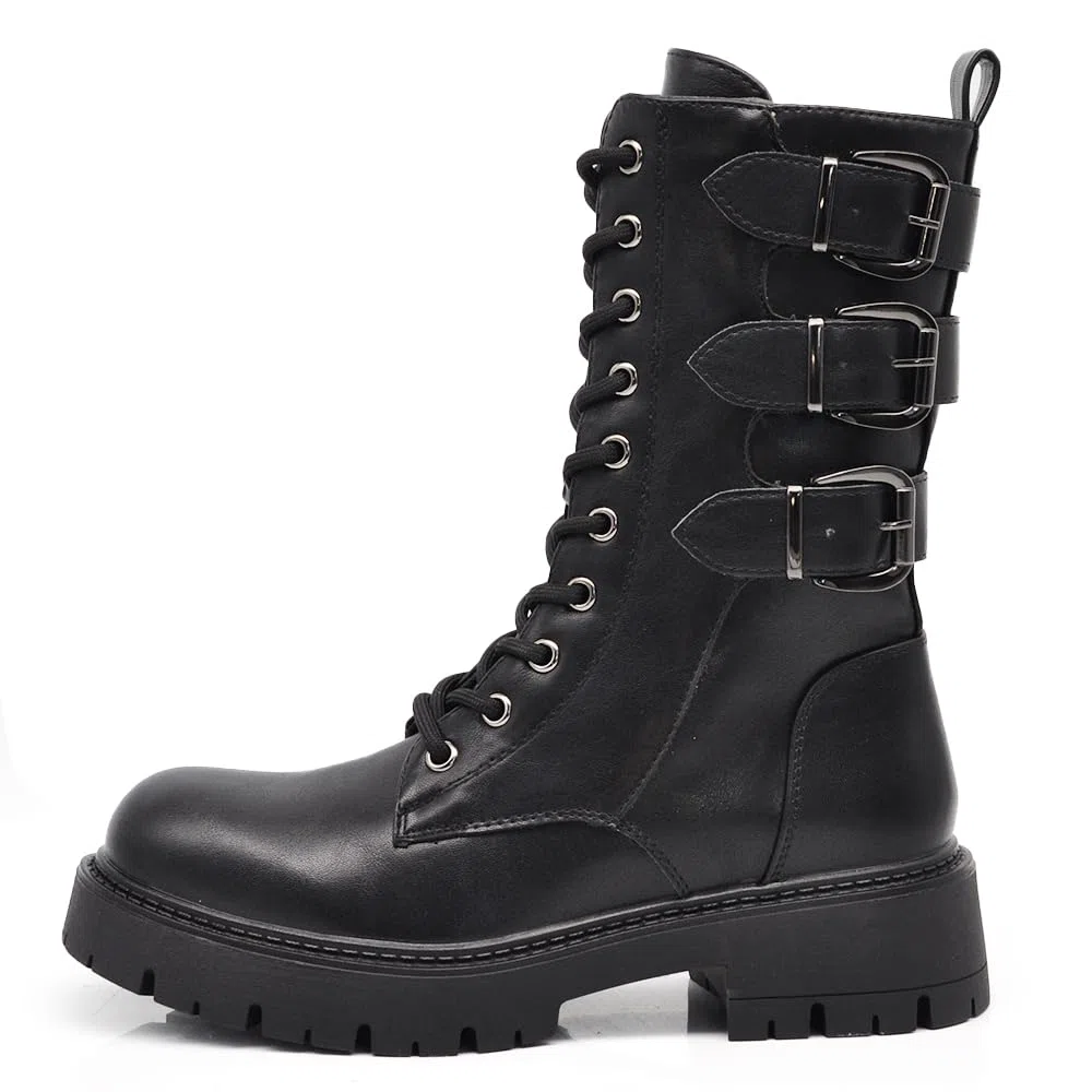IF FASHION Stivali Stivaletti Anfibi Scarpe da Donna Con Platform Zip 6004