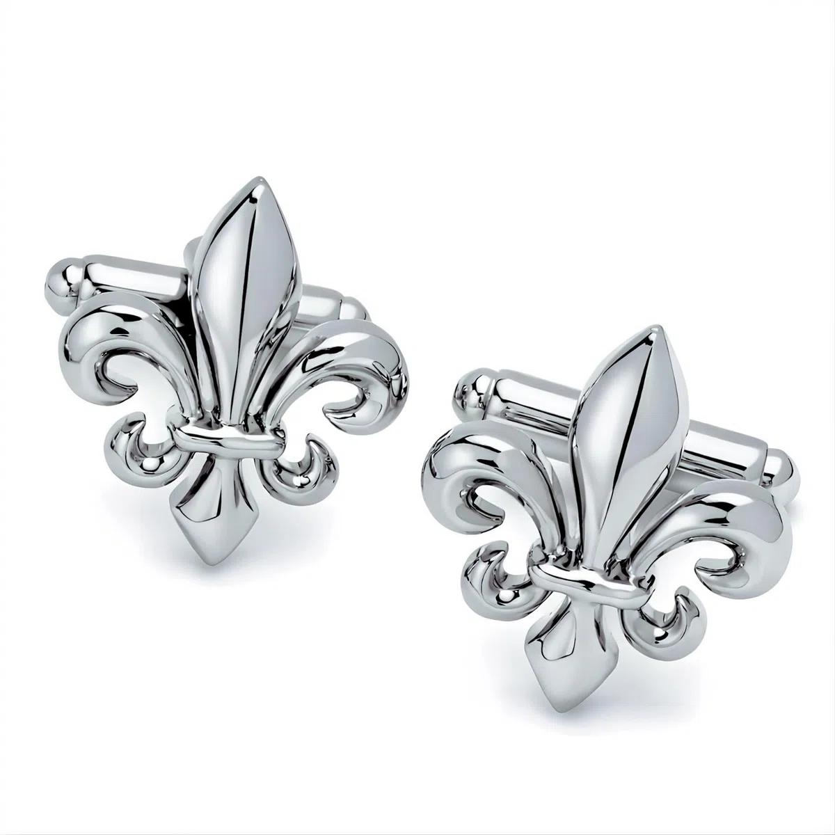 Gemelli Fiore di Giglio | Regalo Camicia da sposa per uomo | Accessori Uomo Design | Manica Moschettiera di lusso argento, mm, acciaio inossidabile
