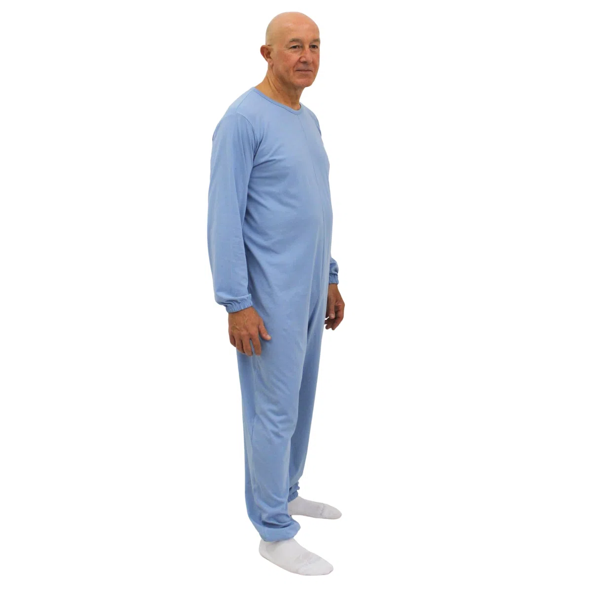 FERRUCCI COMFORT Pigiama Sanitario Girocollo con Cerniera Posteriore per Anziani, Alzheimer, Demenza - 9015/1-100% Cotone - Manica Lunga Pantalone Lungo