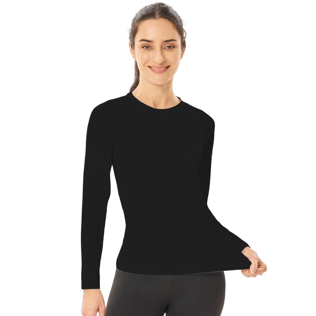 HYCOPROT 4 Pack Maglia Termica Donna Thermal Manica Lunga Intimo Termico Invernale Maglietta Interna Maniche Lunghe Slim Fit Termica Basic Bianca Casual Top Autunno Inverno Moda Magliette Yoga Corsa