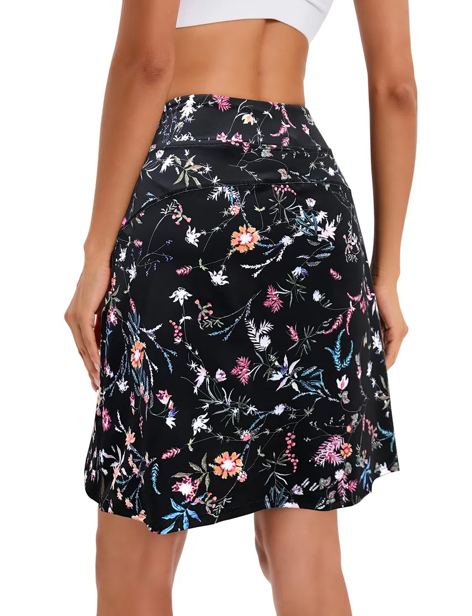 Jhsnjnr Pantaloncini da golf da donna con tasche, lunghezza al ginocchio, con elastico in vita, gonna da tennis atletica attiva