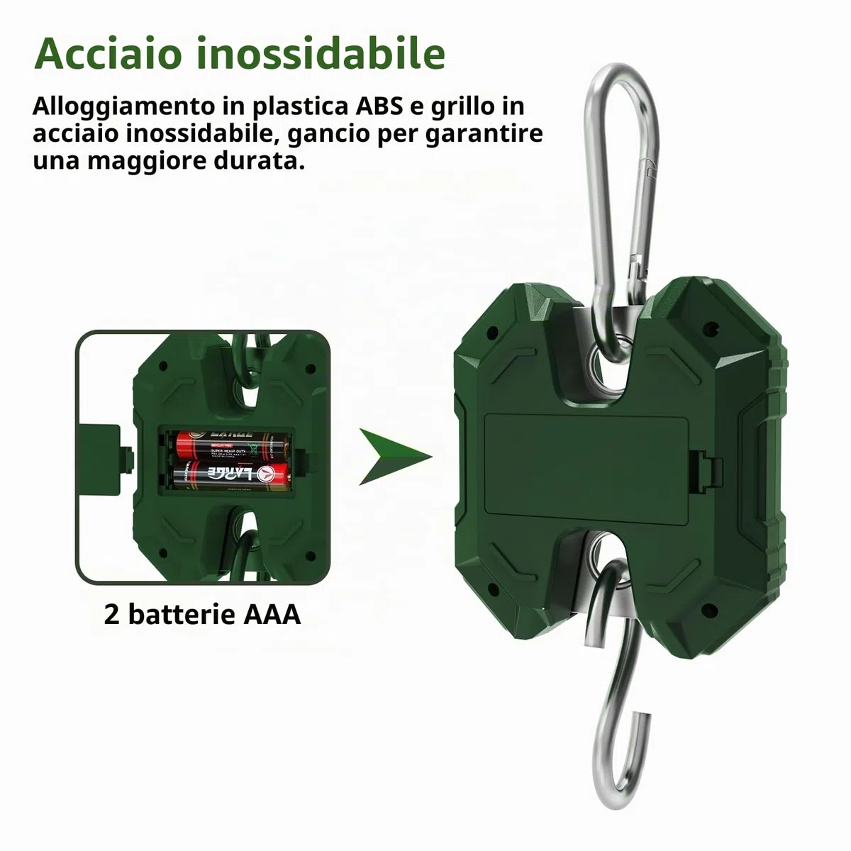 GRAM PRES Bilancia sospesa digitale 660LB/300KG, mini bilancia portatile per caccia ai cervi, digitale per bagagli con ganci