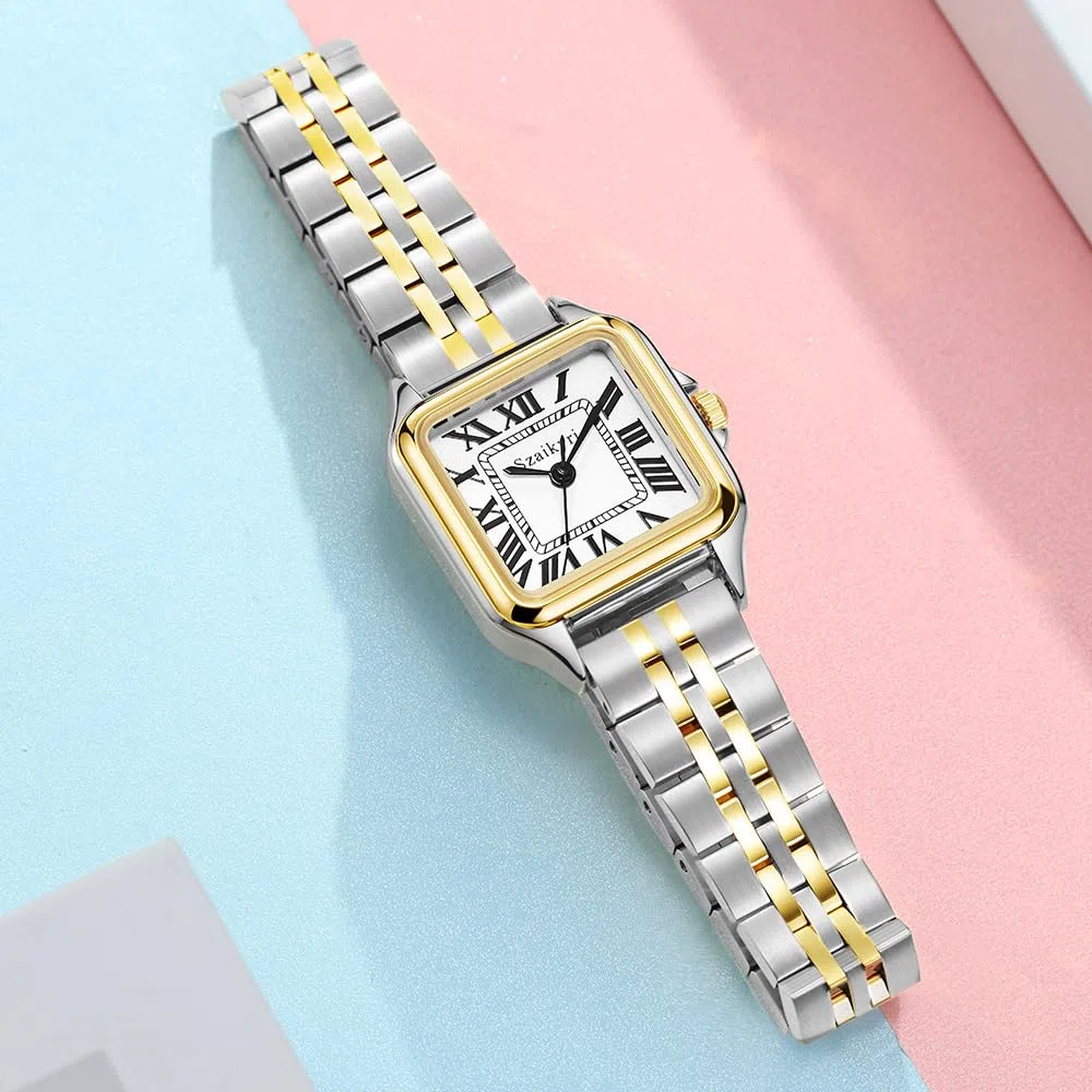 Szaikyri Quadrato Classico Orologio Donna con Numeri Romani Cronografo da Donna Casual