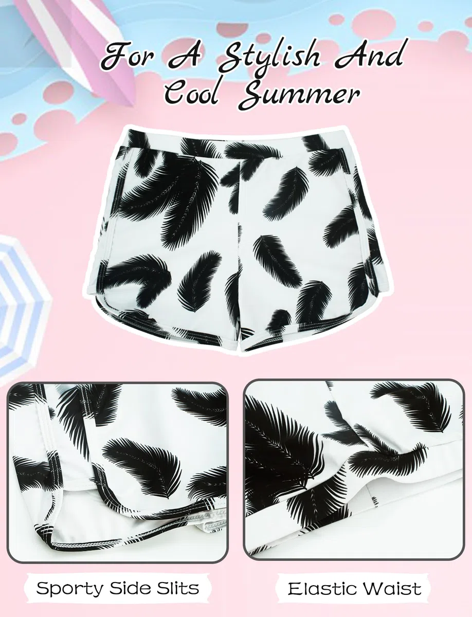 AIEOE Ragazza 3 Pezzi Bikini Stampa Tropicale Costume da Bagno con Cover Up Pantaloncini Mare Piscina 8-14 Anni
