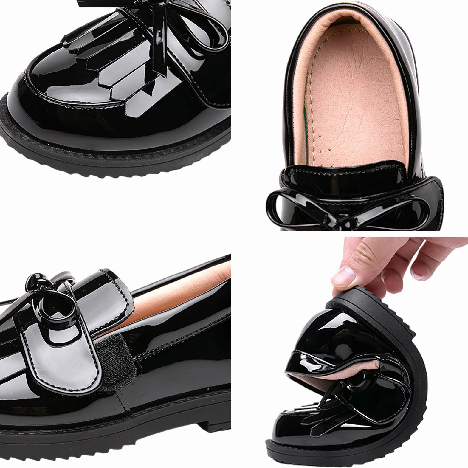 Ragazze Scivolare su Oxford Scarpe Bambino Matrimonio Chiesa Microfibra Scuola Uniforme Mocassini