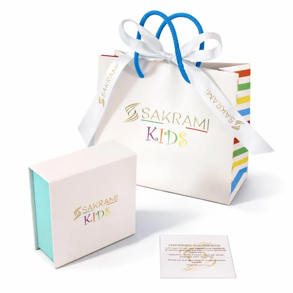 Sakrami Bracciale Argento 925 Bimbo Macchinina Smaltata Kids Collection + Confezione Regalo Personalizzata - Braccialetto per Nascita Comunione o Battesimo