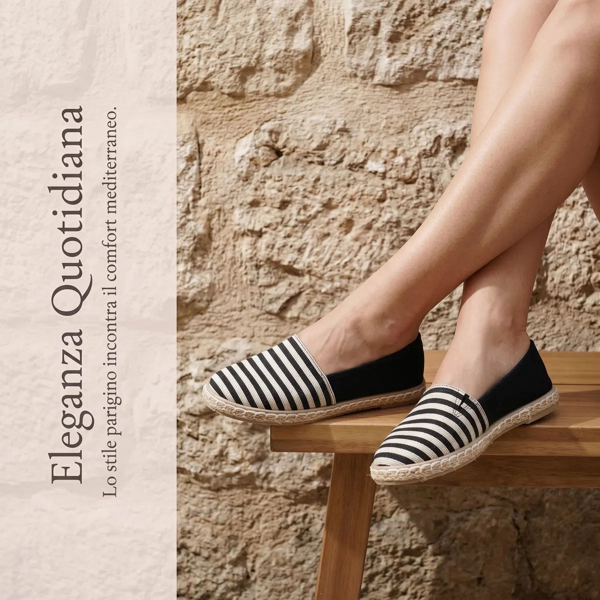 GLAMORA Espadrillas Donna Righe Ballerine Slip On Scarpe Basse Tela Mocassini Estivi Leggere Traspiranti Comode Suola Gomma Antiscivolo Calzature