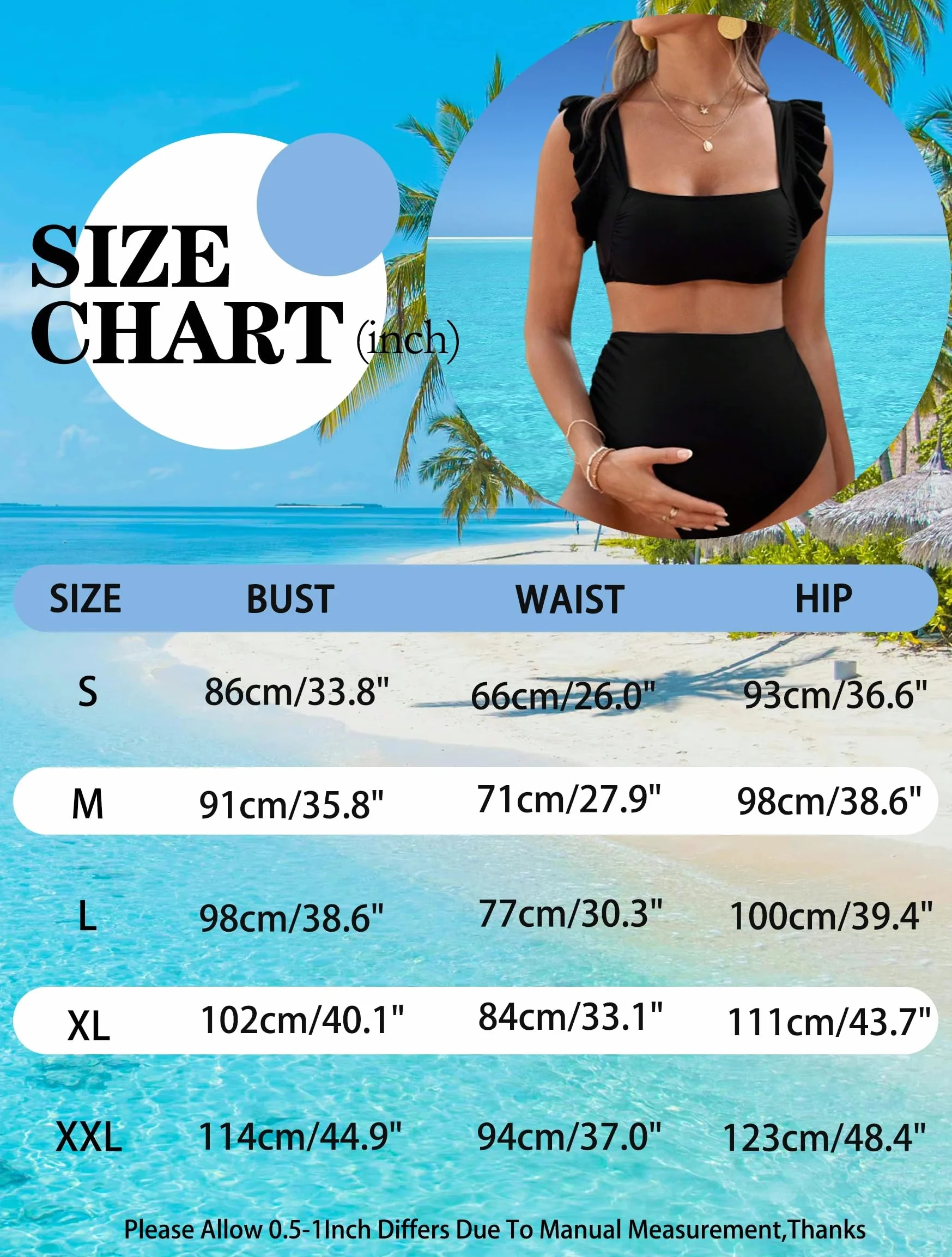 tiorhooe Costume da bagno premaman da donna a vita alta bikini set gravidanza costumi da bagno due pezzi costumi da bagno