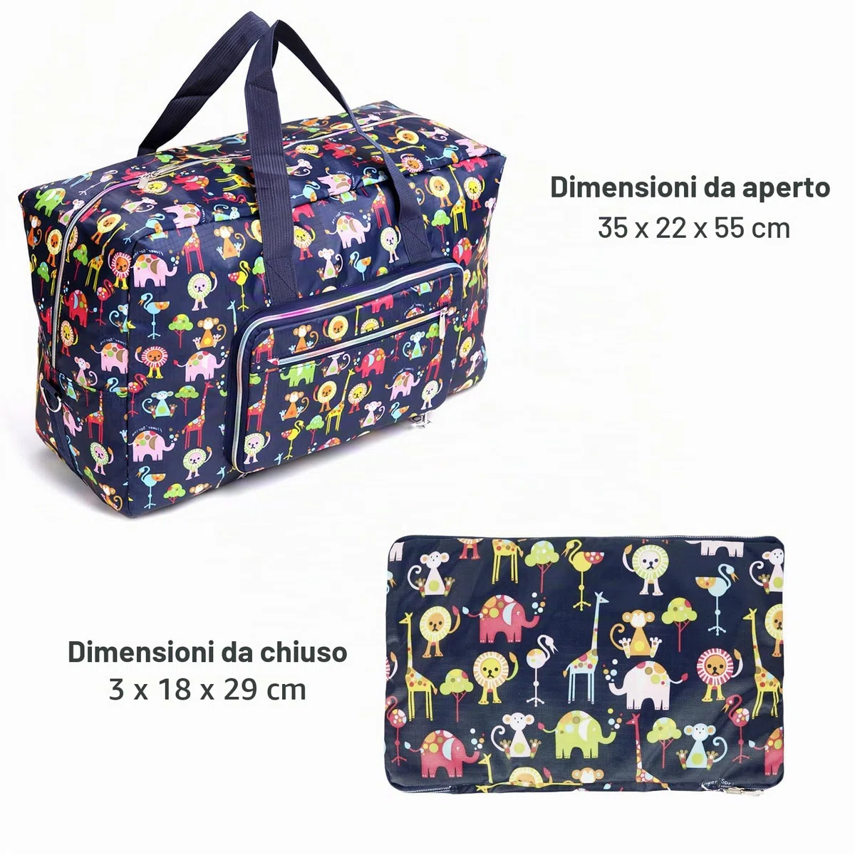 Arxus Grande Borsone Pieghevole da Borsone da Trasporto con Borsa da Viaggio e Tracolla (Blue Lion)