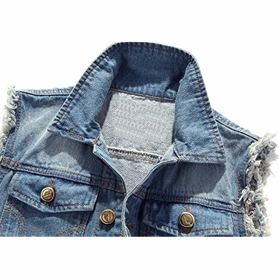 Giacca Jeans per Uomo Senza Maniche Vintage Strappato Gilet di Jeans da Uomo Fresco Punk Gilet Denim