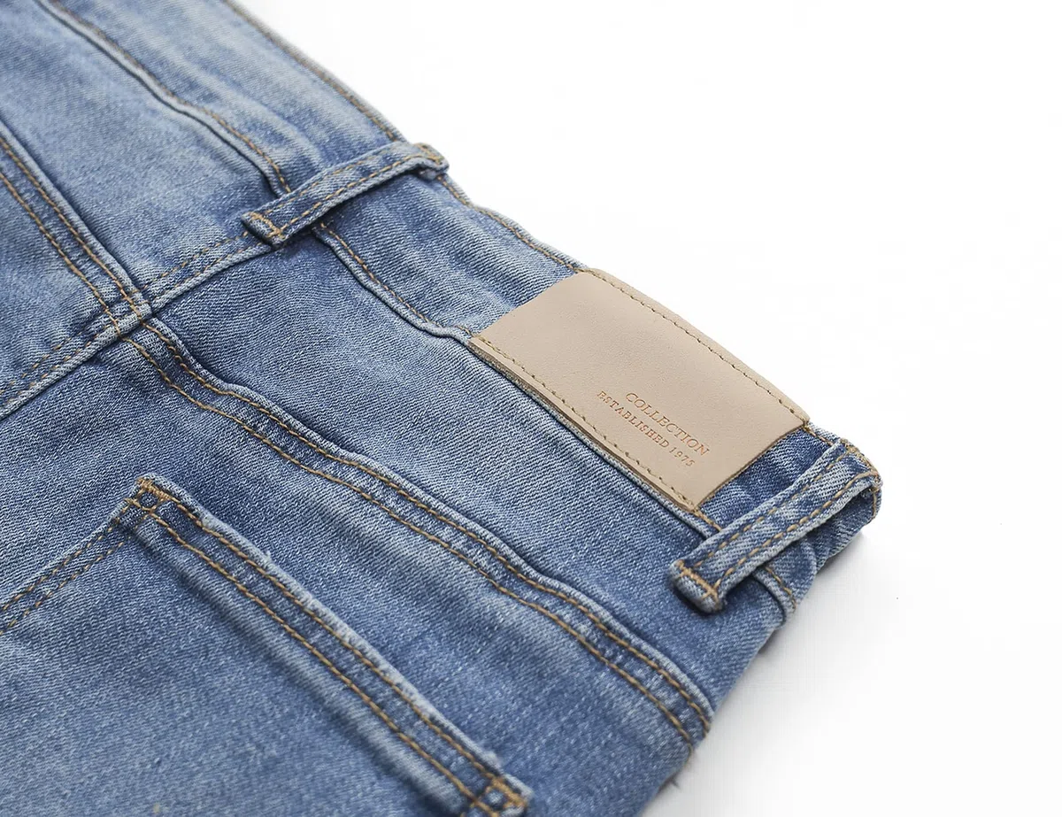 KIDSCOOL SPACE Bambini Fori Strappati Forma Uccello Fascia Elastica Interno Jeans Slime,Blu