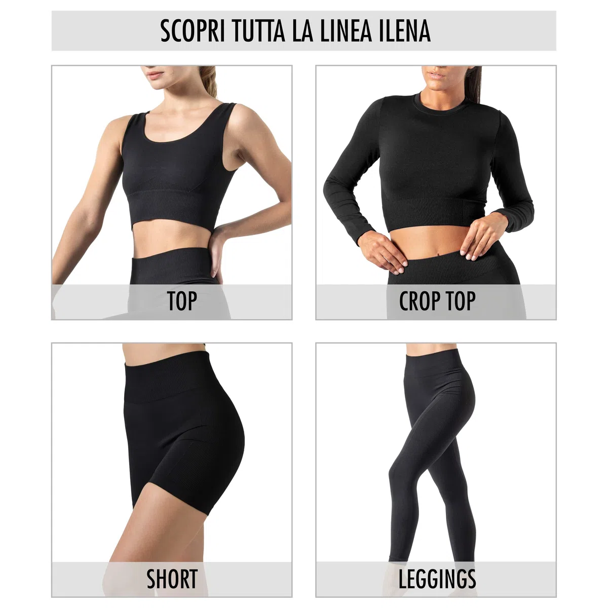 Risalti Leggins Donna Vita Alta Costina Seamless in Microfibra Ilena - Pantaloni Sportivi Elasticizzati Senza Cuciture, Leggings Palestra Yoga Pilates, Abbigliamento Fitness Elegante - Made in Italy