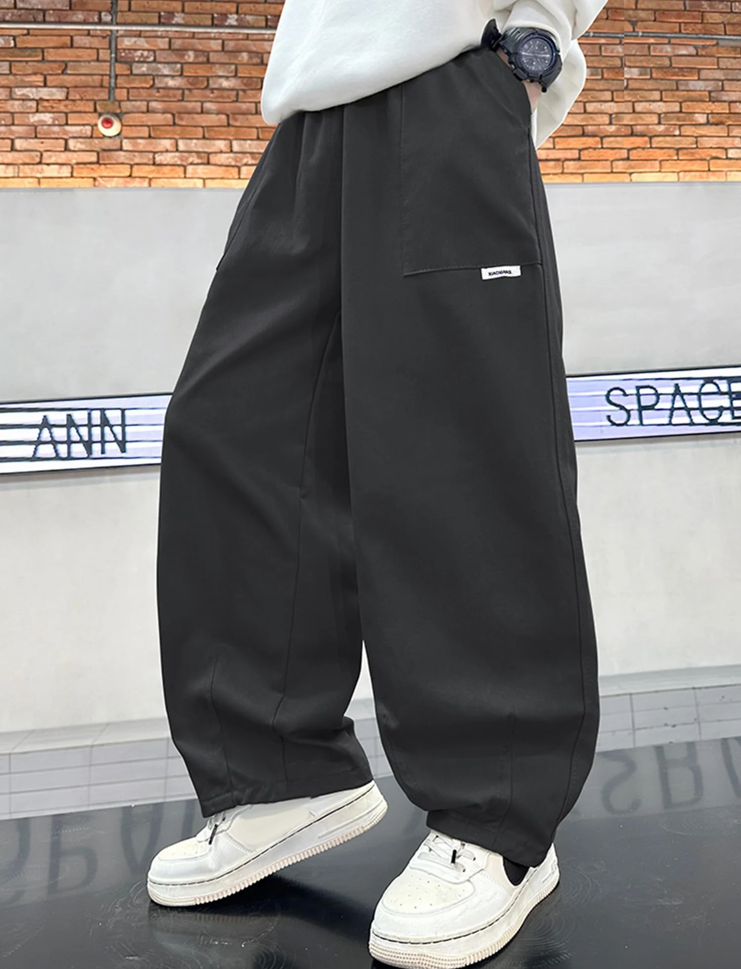 Panegy Ragazzi Pantaloni Cargo Bambini Vita Elastica Alta Pantaloni Baggy Cotone Sciolto Scuola Track Joggers con Tasche Y2K Streetwear