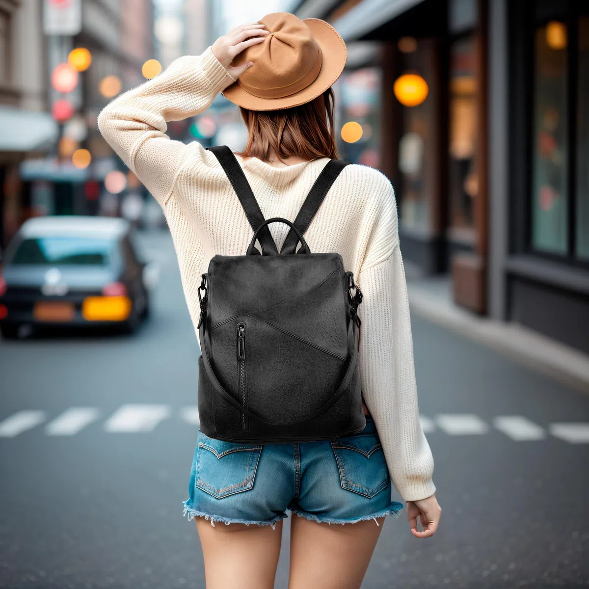 molshine Zaino antifurto in pelle vegana, Zaino da viaggio moda casual Borsa a tracolla Borse da donna per donna Grils HB041