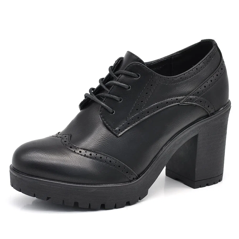 IF Fashion Scarpe da Donna Stringate Francesine Ricamo Tacco Grosso Pelle Sintetica IF146