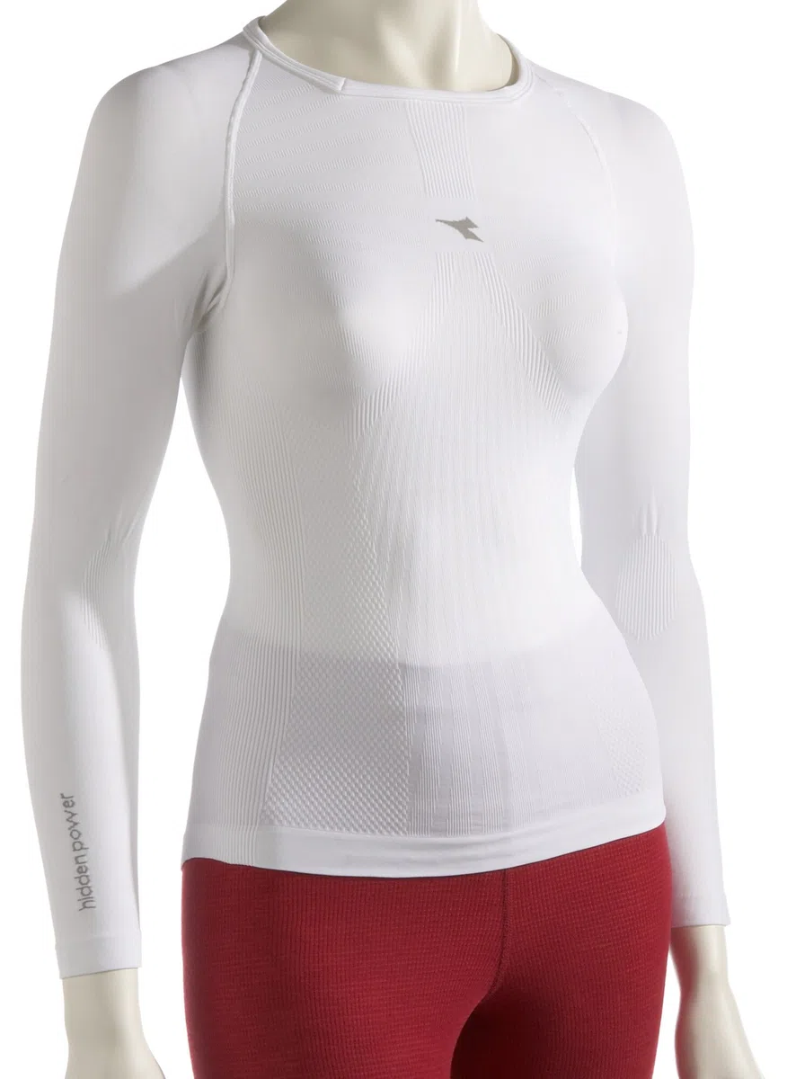 Diadora Hidden Power PRO out a Maniche Lunghe Donna, Colore: Bianco