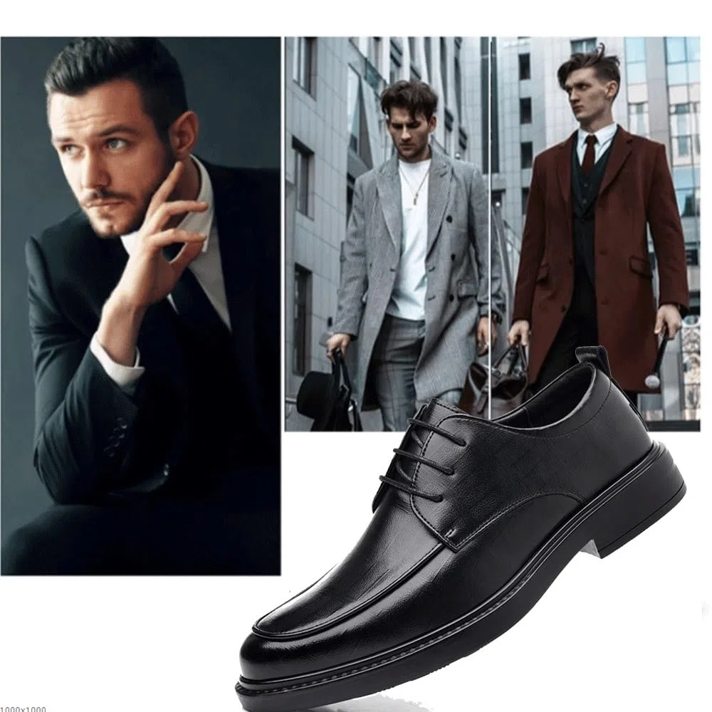 Scarpe Rialzate da Uomo con Rialzo Invisibile da 6 cm in Altezza Scarpe Oxford da Uomo Classiche Scarpe da Smoking Formali Stringate Classiche Scarpe Eleganti Ortopediche Comfort da Uomo(Black,39EU)