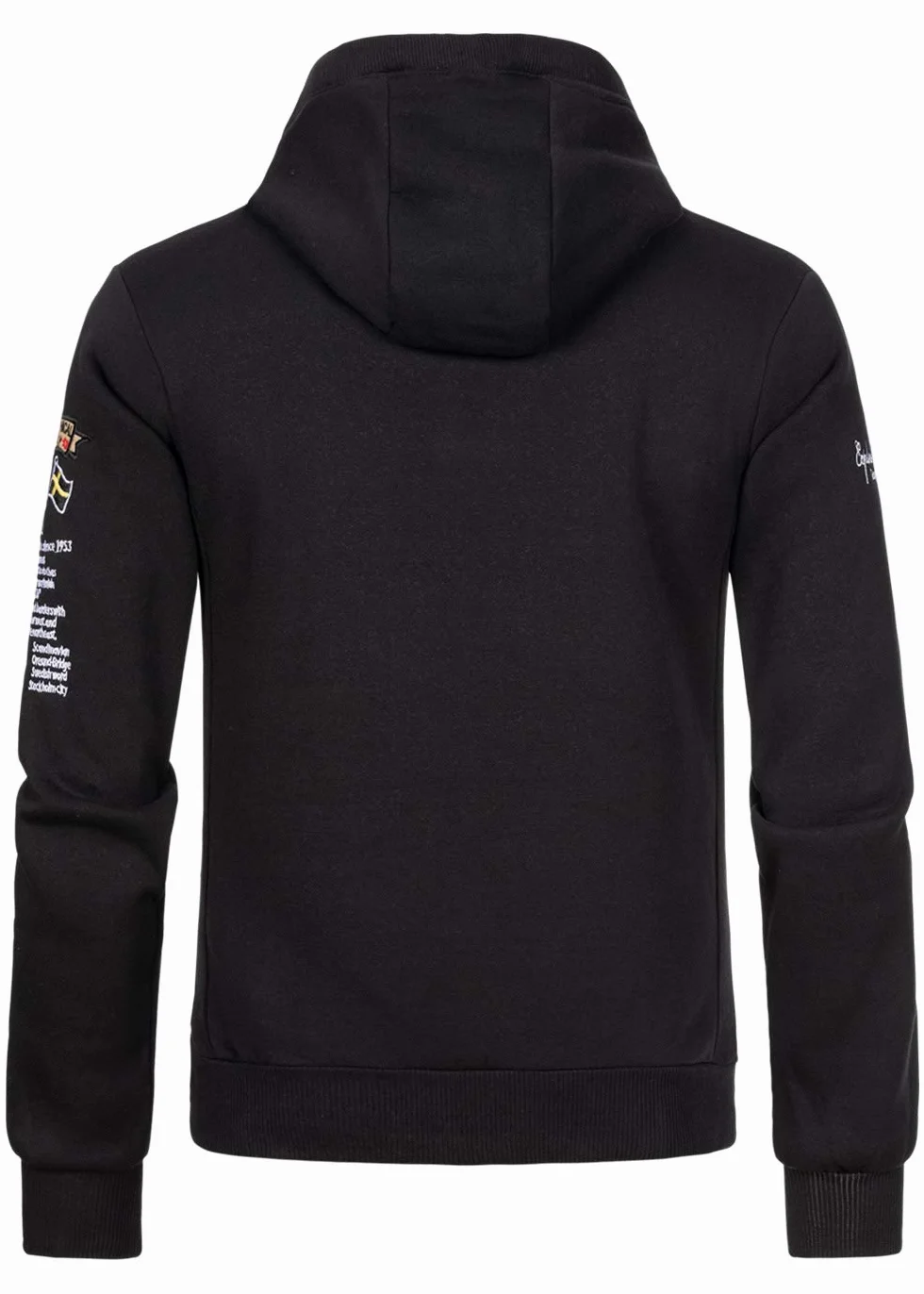 Geographical Norway GYMCLASS - Felpa con cappuccio e tasca a marsupio da uomo, con logo della marca e maniche lunghe