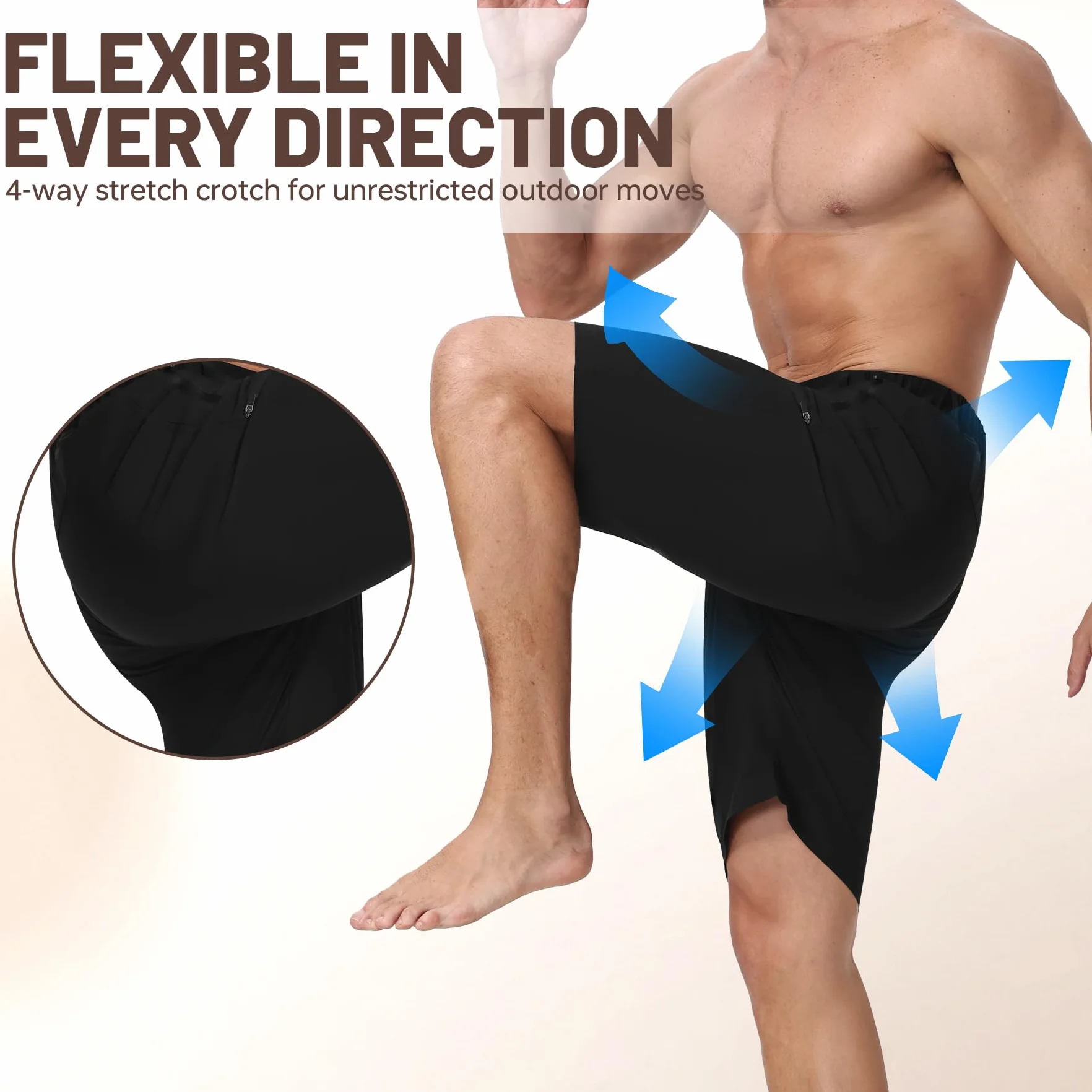 X-TIGER Pantaloncini Trekking Uomo Cargo Leggeri Traspiranti Asciugatura Rapida 5 Tasche con Cerniera Escursionismo Viaggi Outdoor