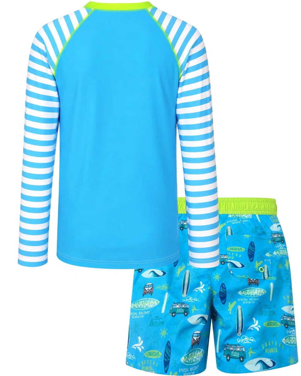 weVSwe Costumi da Bagno per Bambini per Bambini UPF 50+ Set di Protezione per eruzione cutanea a Maniche Lunghe in Due Pezzi