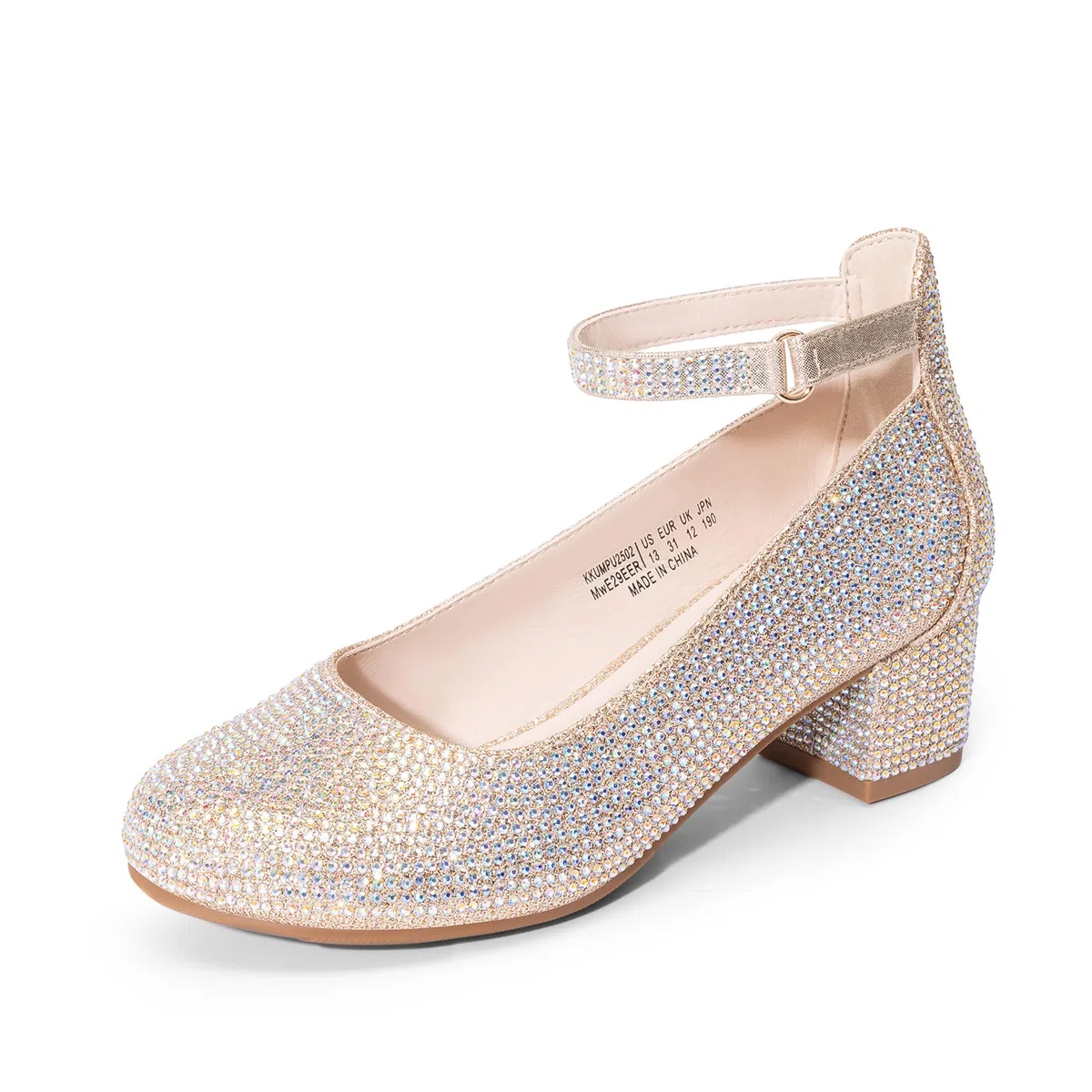 DREAM PAIRS Ballerine Bambina con Tacco Alto e Cinturino alla Caviglia, Scarpe Eleganti da Principessa per Feste e Matrimoni, per Bambine Grandi