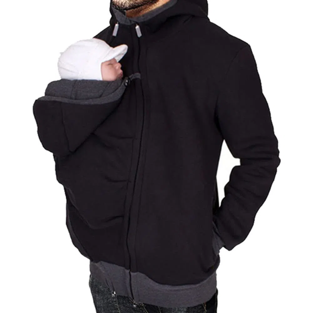 amropi Uomo Felpe del Portare Neonato Bambino Felpa con Cappuccio Canguro Porta Bebè Hoodie Autunno e Inverno