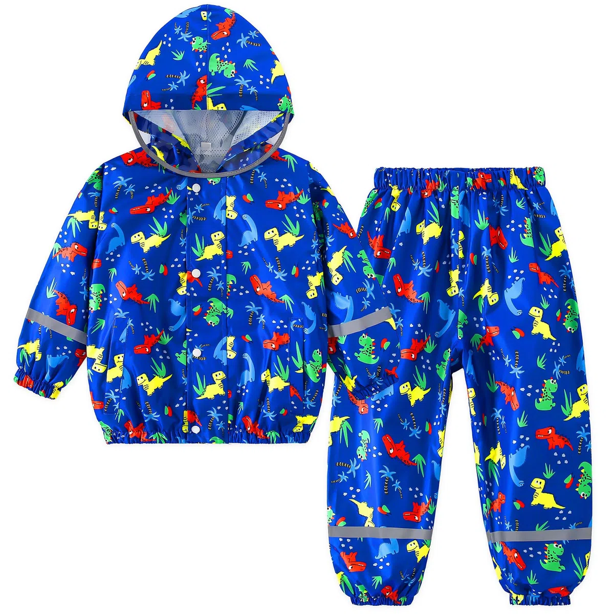 Tuta Impermeabile Bambino Bambina Giacca & Pantaloni Antipioggia Leggero Traspirante Tuta Pioggia Riflettente Completo Antipioggia con Cappuccio Ragazzi Ragazze 1-7 Anni, 86-122