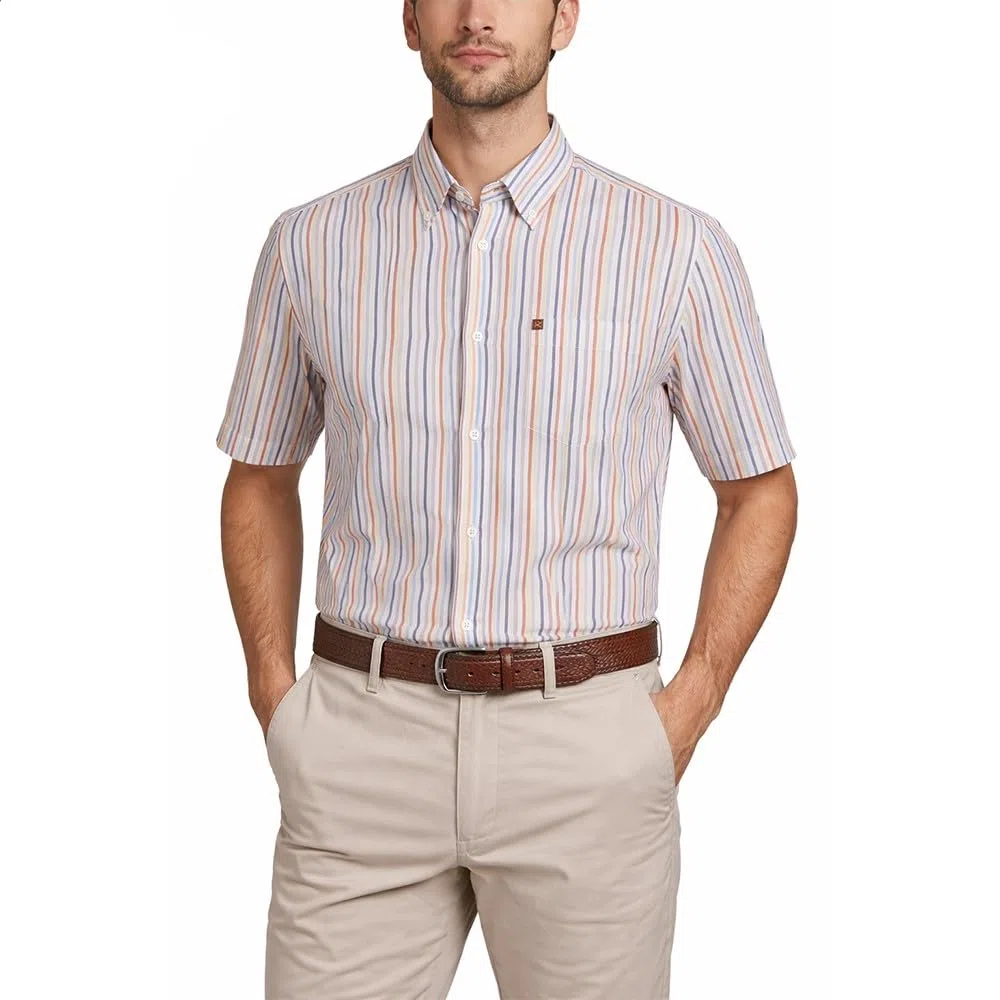 Camicia da Uomo a Maniche Corte in Cotone e Lino 15164
