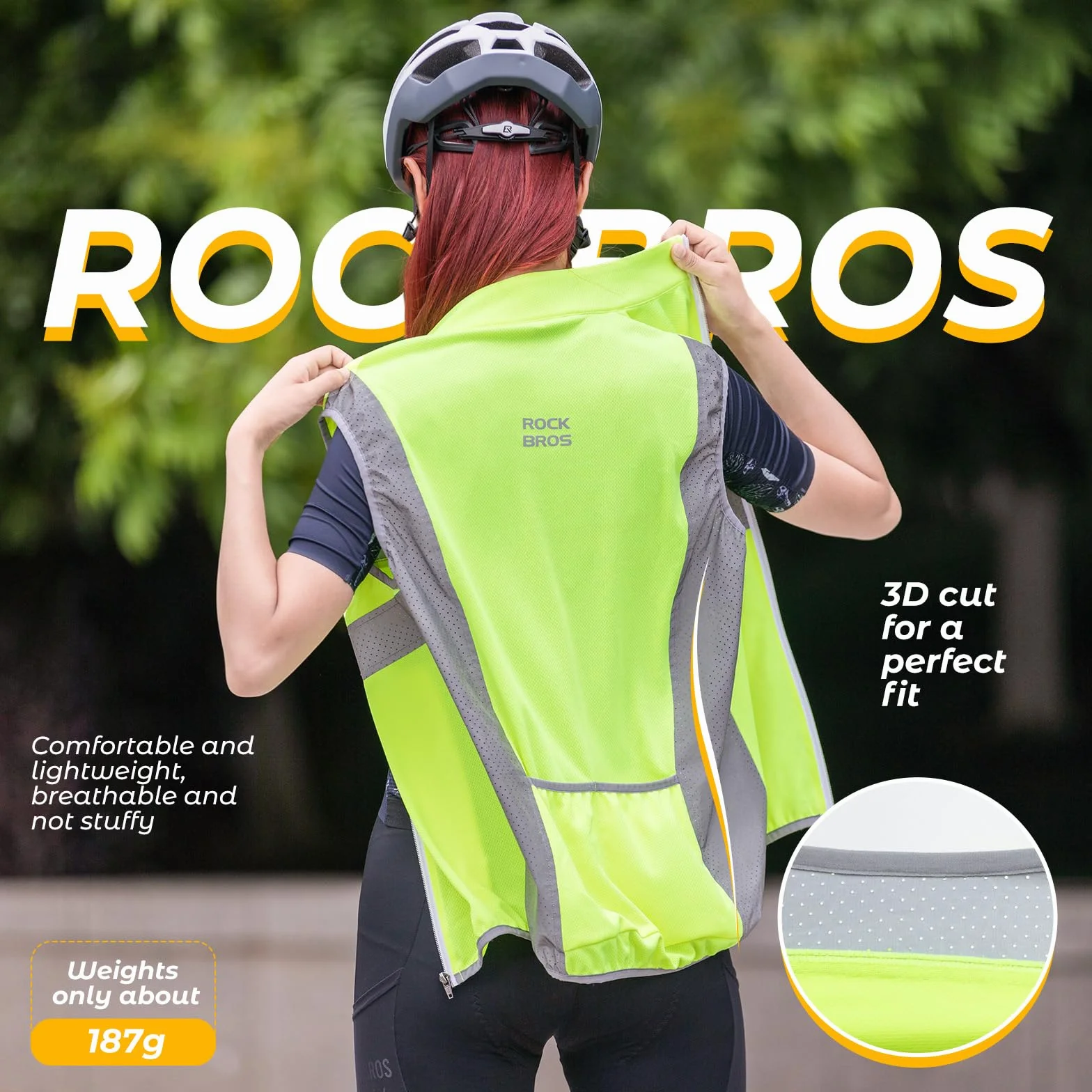 ROCKBROS Gilet Catarifrangente Uomo Donna, Gilet Antivento per Sport Ciclismo Running, Riflettente Traspirante, Grigio Verde