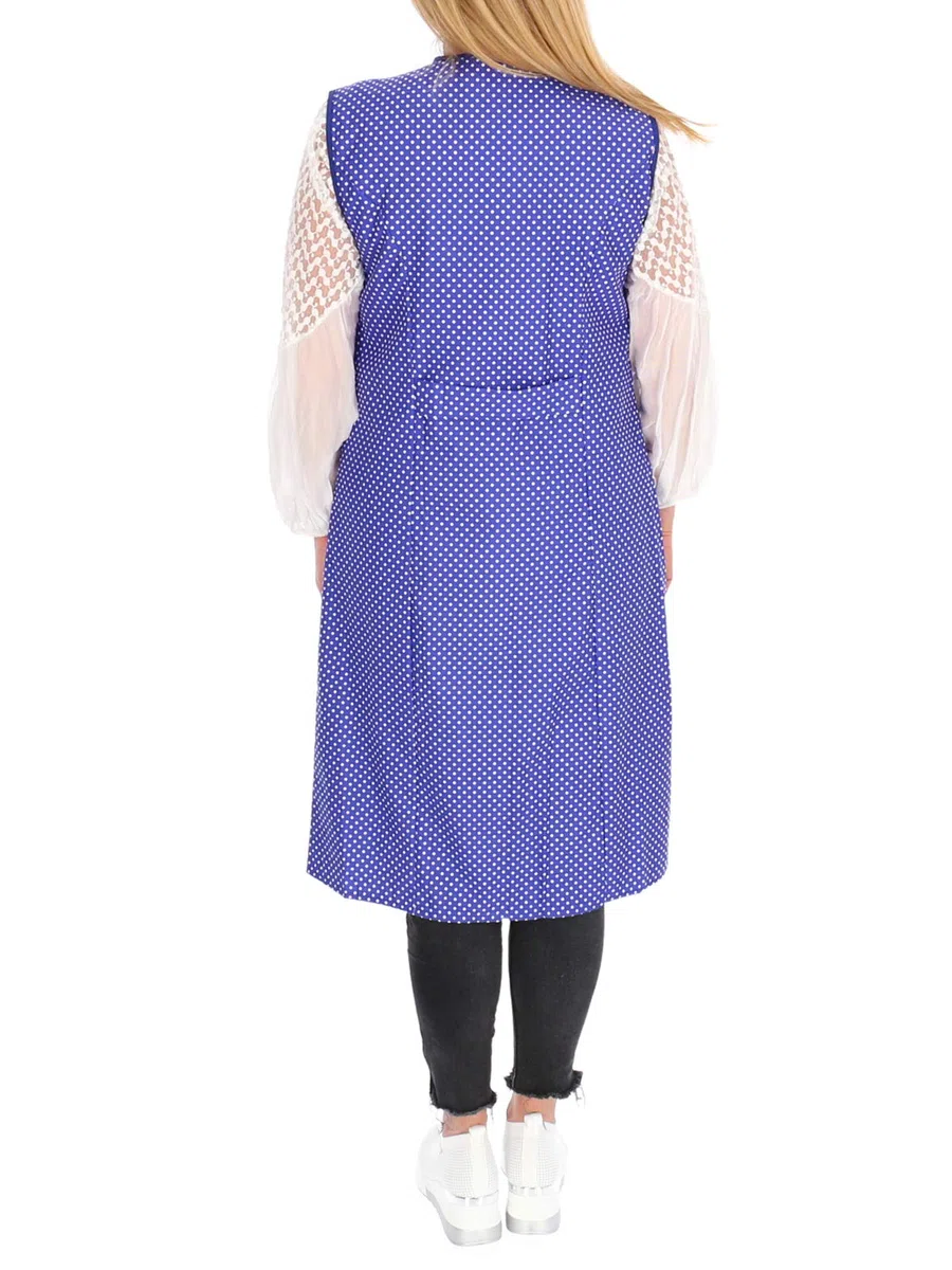 Camice da donna, senza maniche, in cotone, rosso o blu a pois bianchi