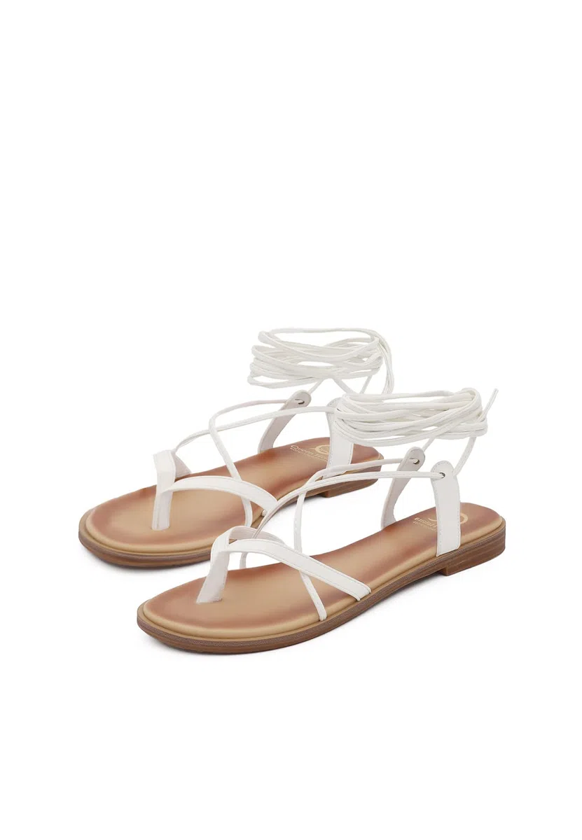 QUEEN HELENA Infradito Bassi con Lacci Sandali alla Schiava Donna Y5006