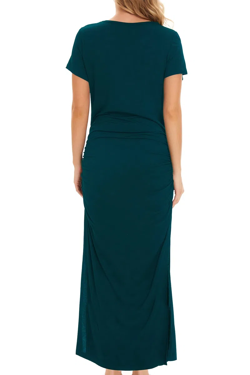 Smallshow Donna Lungo Split Vestiti Premaman Eleganti Abiti Premaman Estivi Teal S