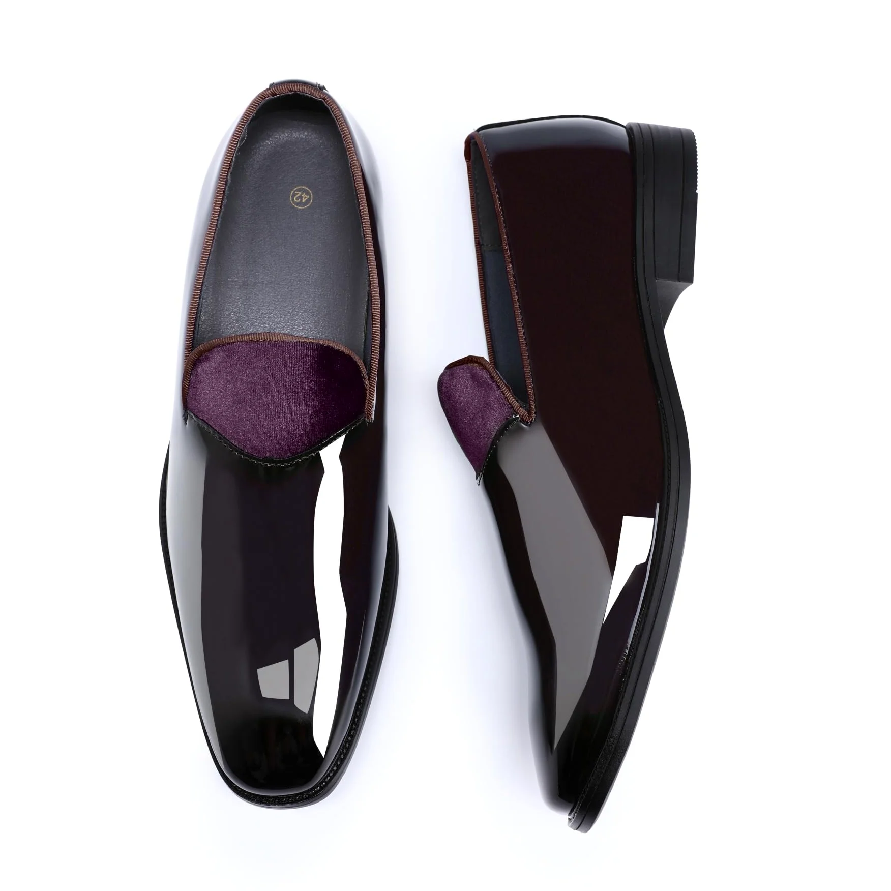 YFFUSHI Loafers Uomo Pelle Verniciata Lucida Scarpe da Cerimonia Senza Lacci per Matrimonio Ufficio Guida