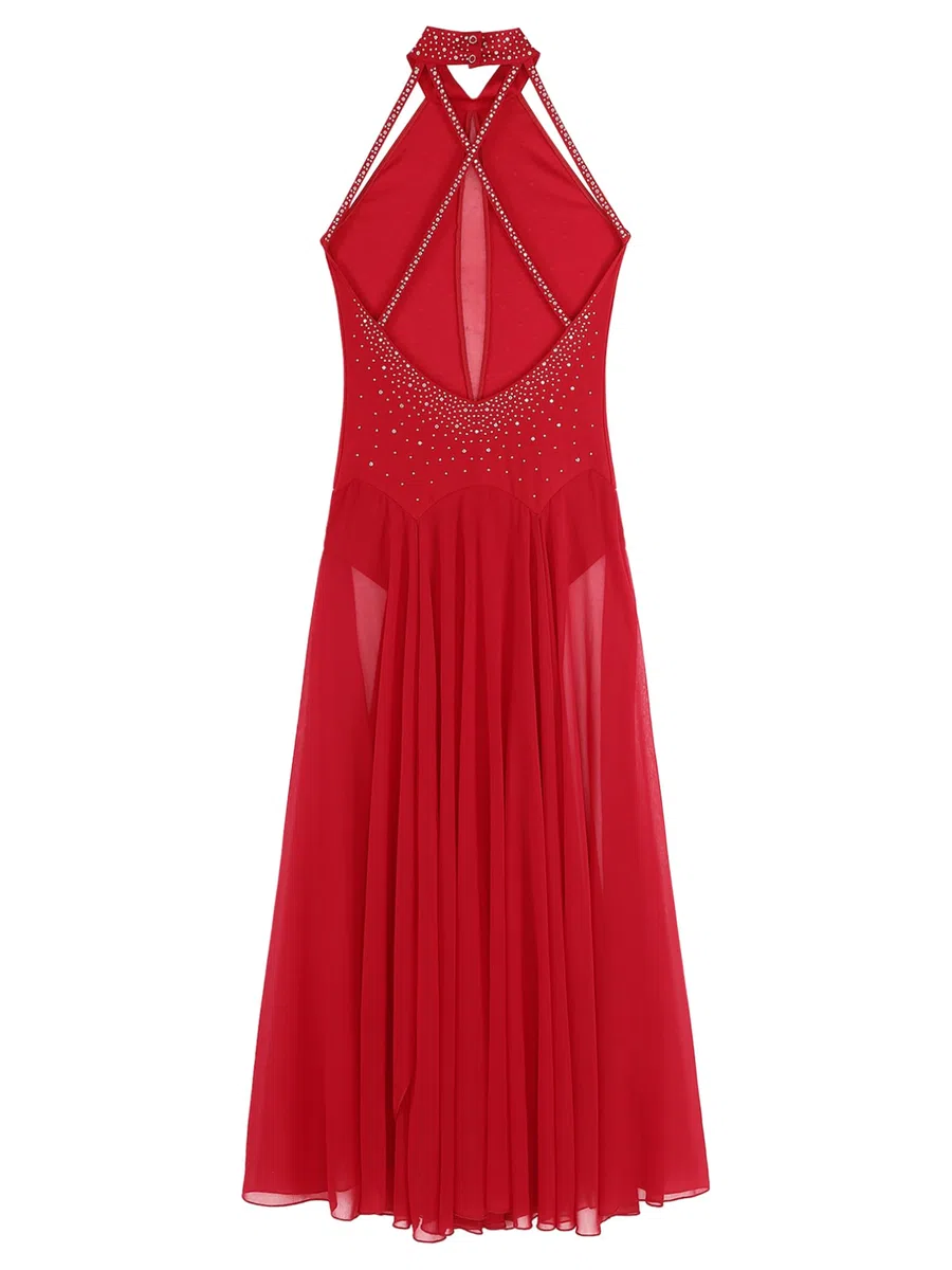 Agoky Vestito da Ballo Lirico per Donna Abito da Pattinaggio Vestito Danza Moderna Contemporanea Abito da Ballo Latino Spettacolo Gare di Ballo