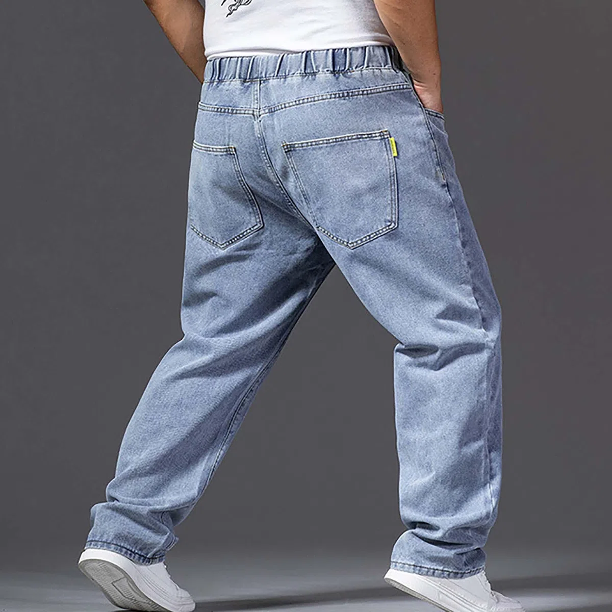 Jeans Uomo Moda Casual Elastico in Vita Gamba Dritta con Tasca e Coulisse Lavaggio Elastici Comoda Traspirante Leggeri Tinta Unita Semplice Grigio Taglie Forti 5XL