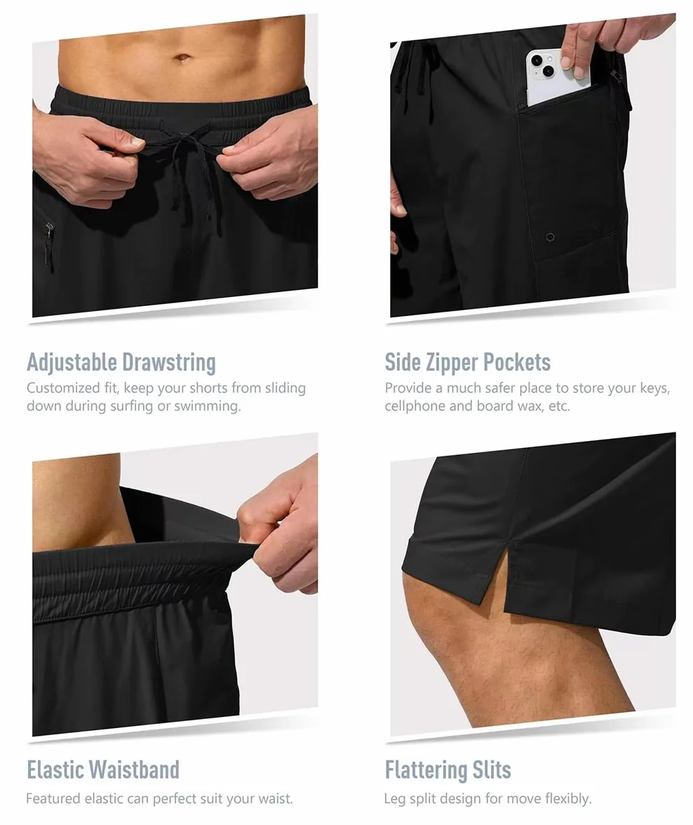 Tansozer Costume da bagno da uomo, ad asciugatura rapida, con chiusura lampo
