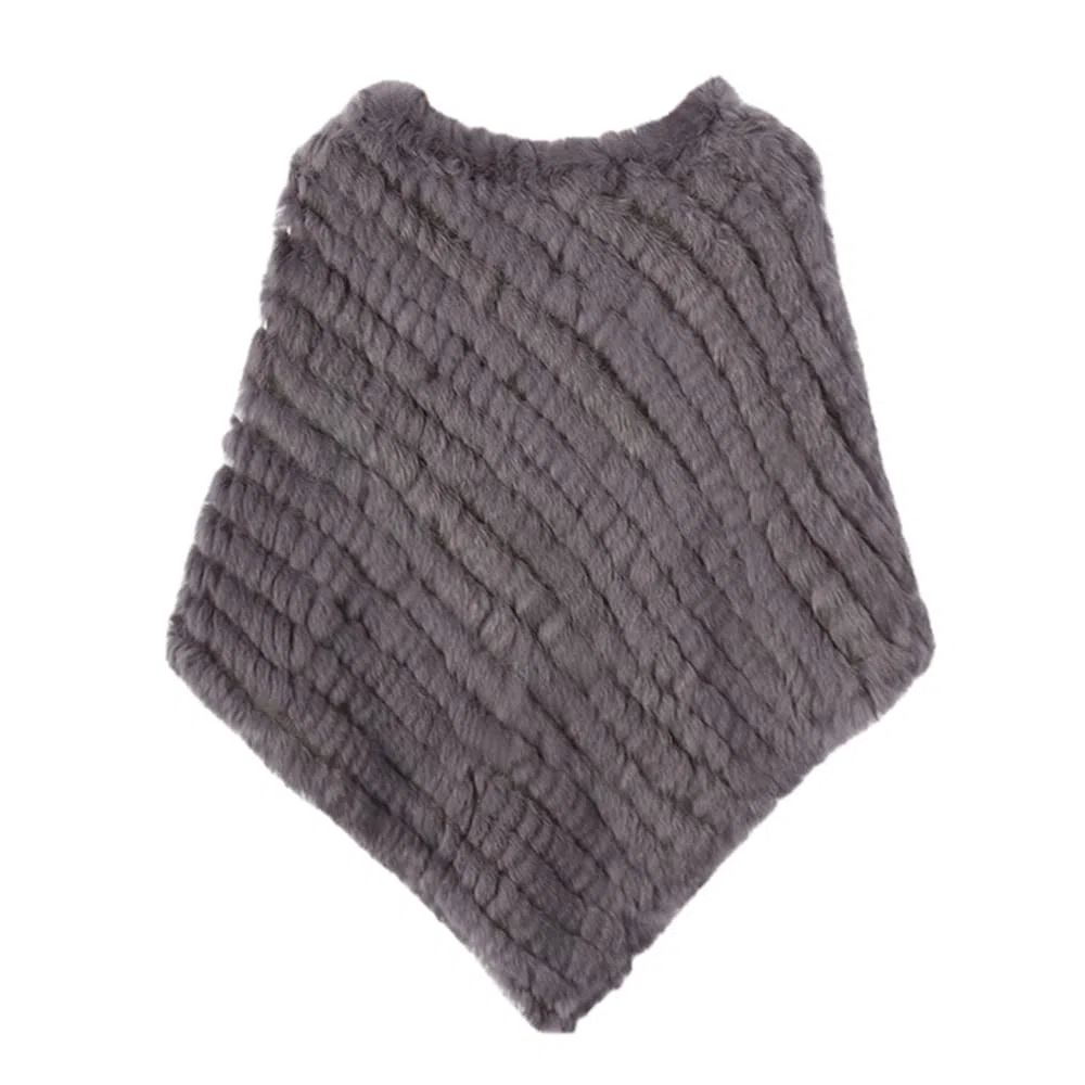 Vera pelliccia lavorata a maglia di pelliccia di coniglio poncho gilet gilet moda avvolgente cappotto Vtg scialle signora pelliccia naturale festa di nozze all'ingrosso
