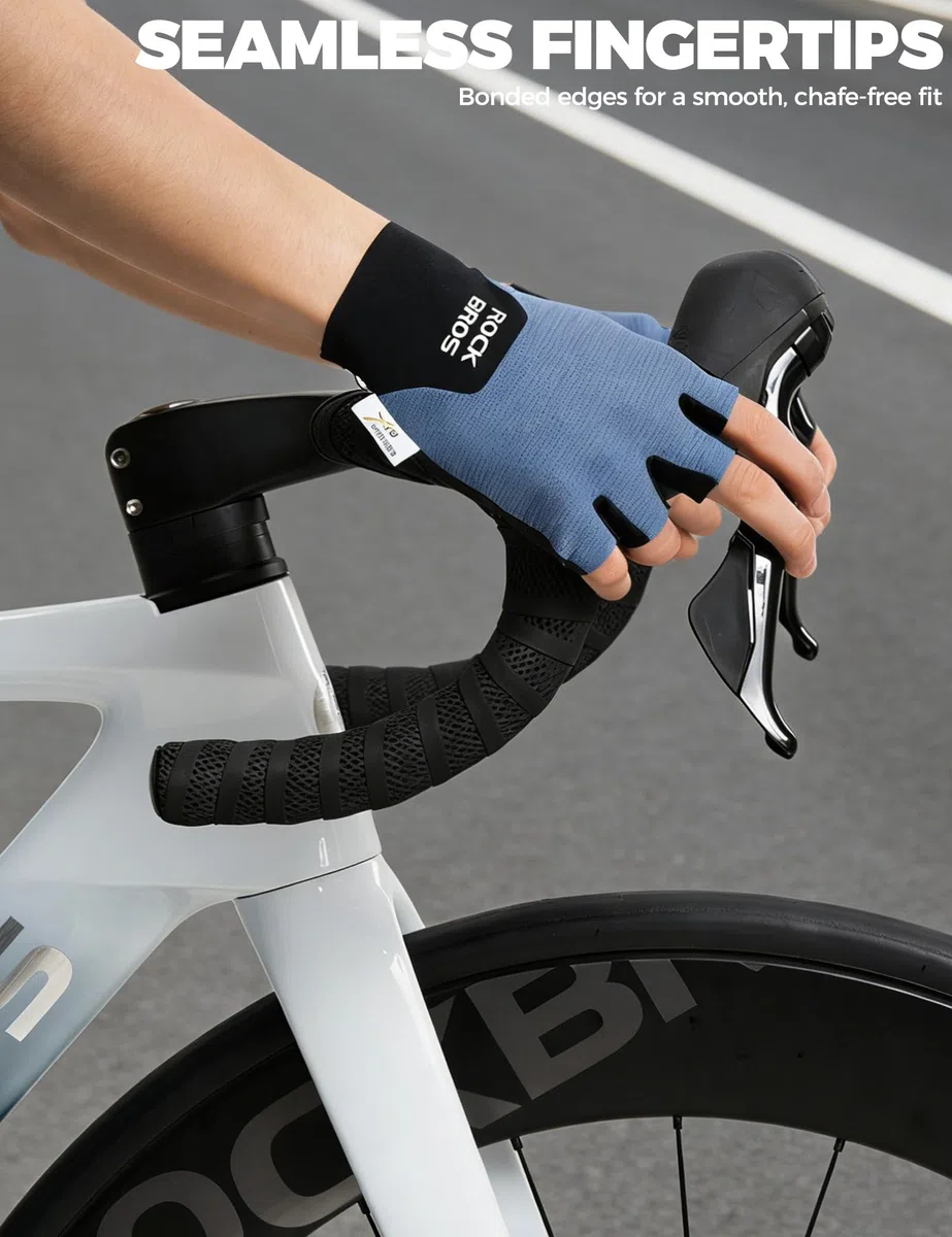 ROCKBROS Guanti da Ciclismo Mezze Dita, Guanti Sportivi con Imbottitura Ammortizzante, Traspiranti ed Elastici, Uomo e Donna, per Bici, Corsa, Palestra