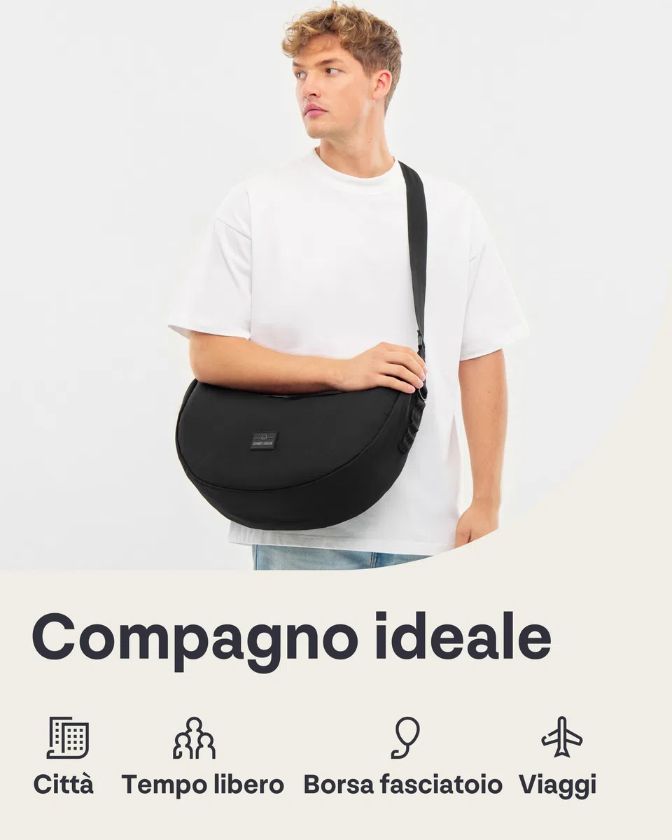 Johnny Urban Borsa a Tracolla Donna e Uomo Nero - Ally Large - Borsa Mezzaluna Grande - Crossbody Moon Bag - Marsupio Rotonda con Tracolla Regolabile - Idrorepellente
