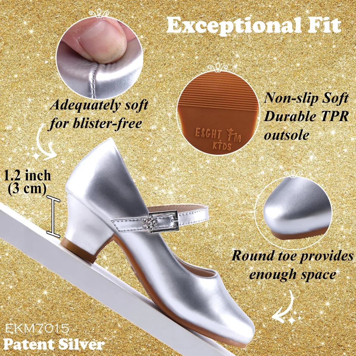 Princess Shoes Girls' Mary Jane Shoes - High Heel Girls Party Shoes - Wedding Party Girls Communion Shoes Ides Flower Girl Shoes - Versatile Flat Shoes