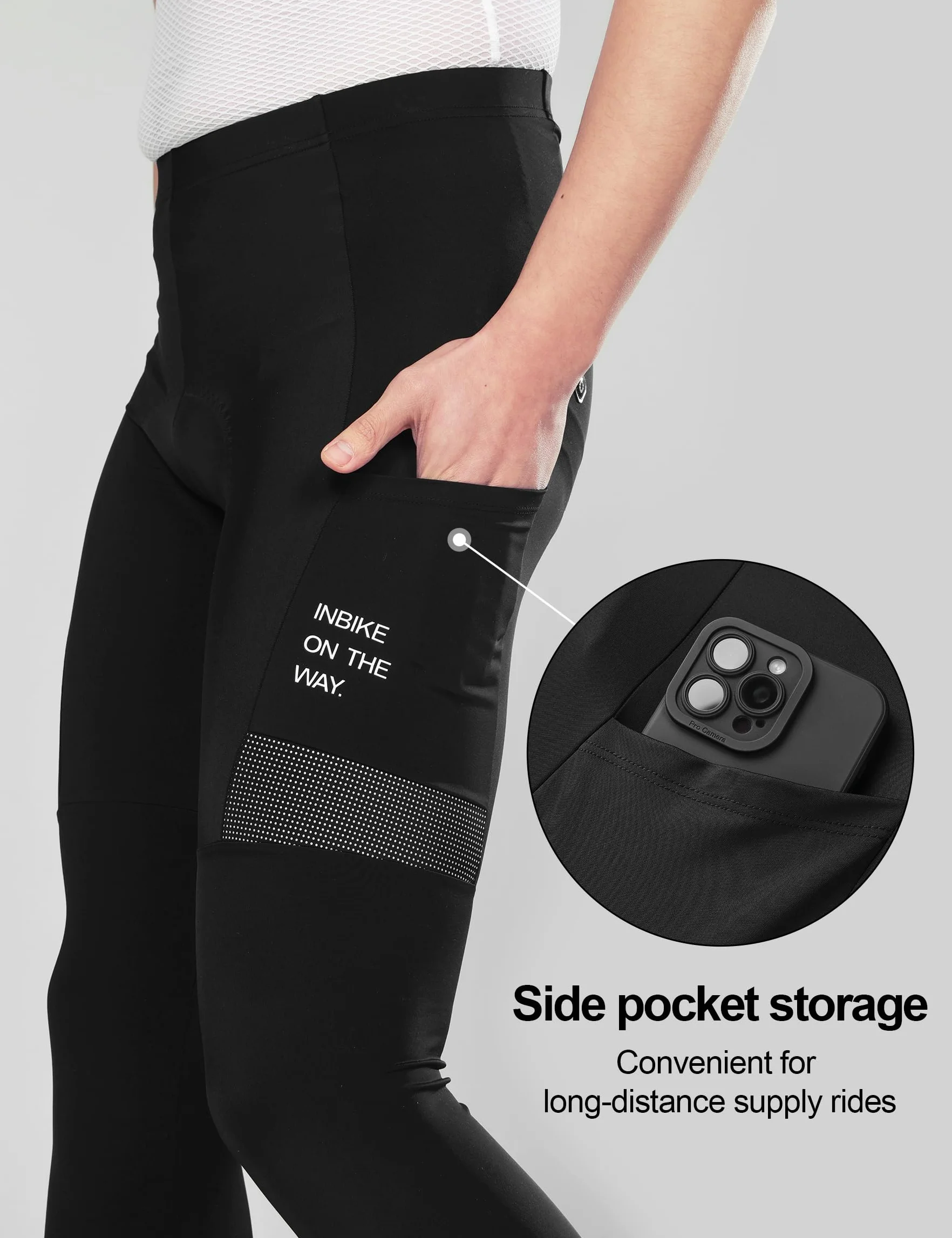 INBIKE Salopette Ciclismo Uomo con Tasca Pantaloni Ciclismo Imbottite 3D Uomo con Bretelle Pantaloni Bici da Strada Pantaloni MTB Asciugatura Rapida Traspirante