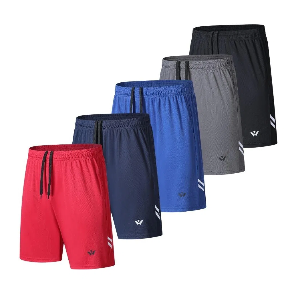 Confezione da 5 pantaloncini sportivi da uomo con tasche ed elastico in vita, pantaloncini da allenamento ad asciugatura rapida da corsa, M