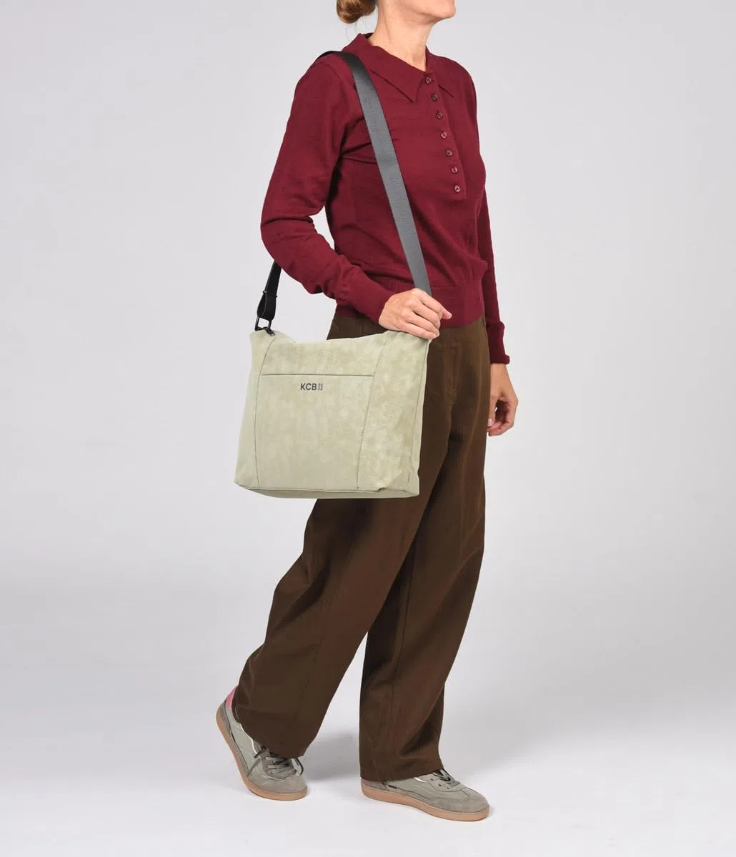 KCB Borsa a tracolla grande Hide | grande capacità e organizzazione | tasche multiuso con cerniera | materiale resistente | maniglie regolabili | 100% vegano