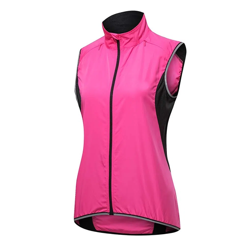 Donna MTB Gilet Ciclismo Prova Vento Impermeabile con Strisce Riflettenti Senza Maniche Veste Leggero Traspirante (Color : Pink, Size : L)