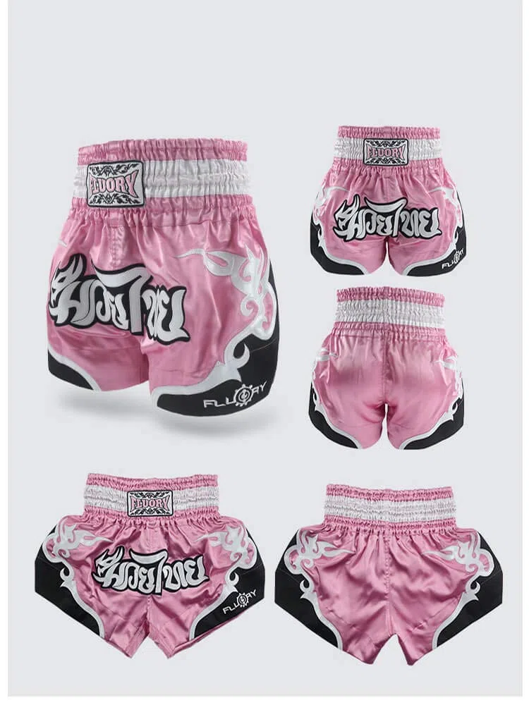 FLUORY Pantaloncini da Combattimento Muay Thai, MMA Abbigliamento Gabbia di Allenamento Fighting Grappling Arti Marziali Kickboxing Pantaloncini Abbigliamento